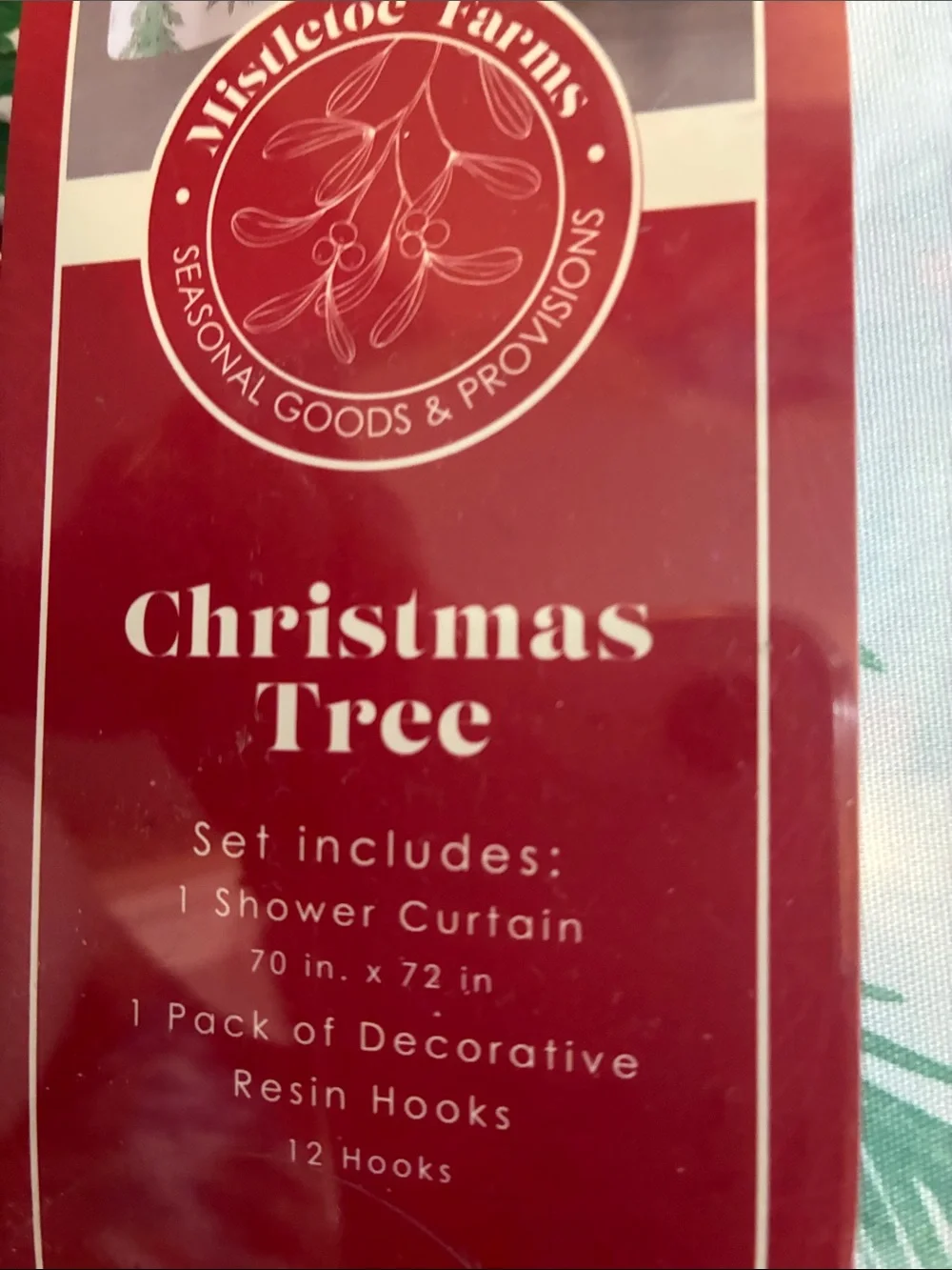 NWT Holiday Christmas Tree Shower Curtain Set - Green